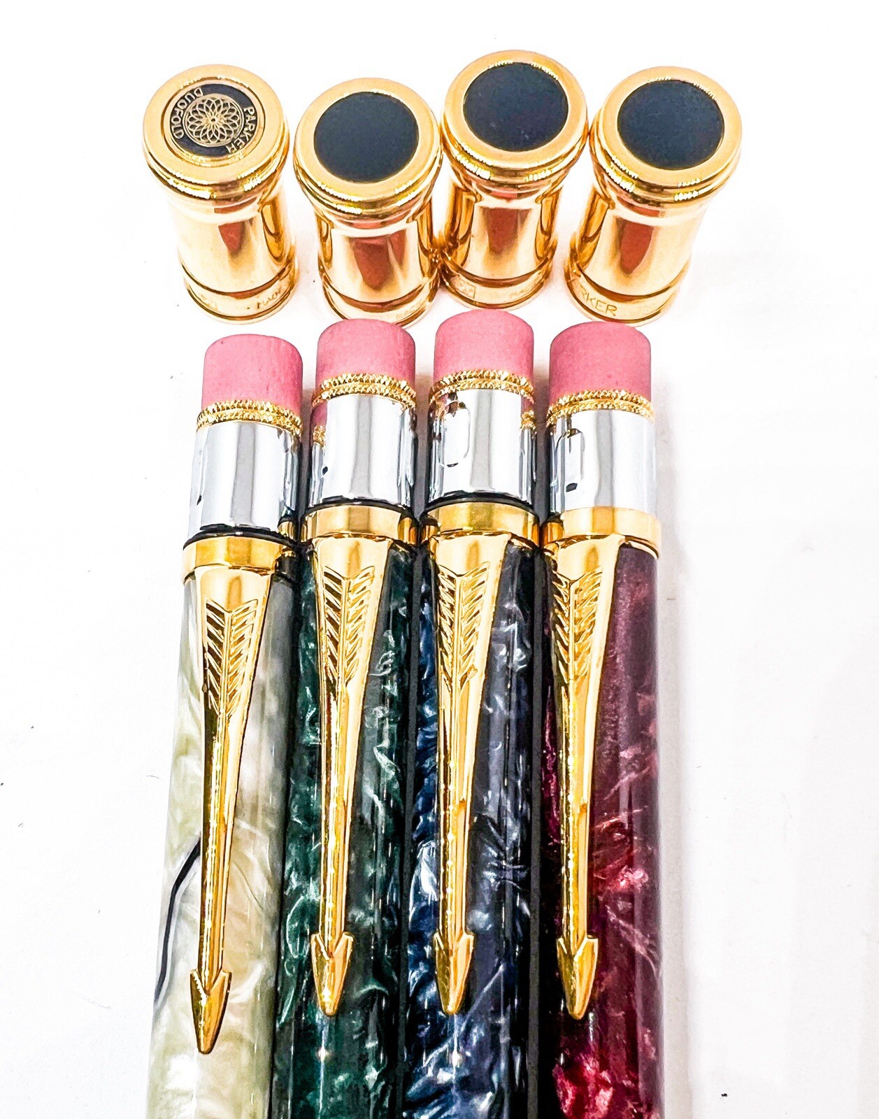 Mint 4pcs PARKER DUOFOLD MARBLE MAROON Green Blue Pearl White Mechanical Pencil