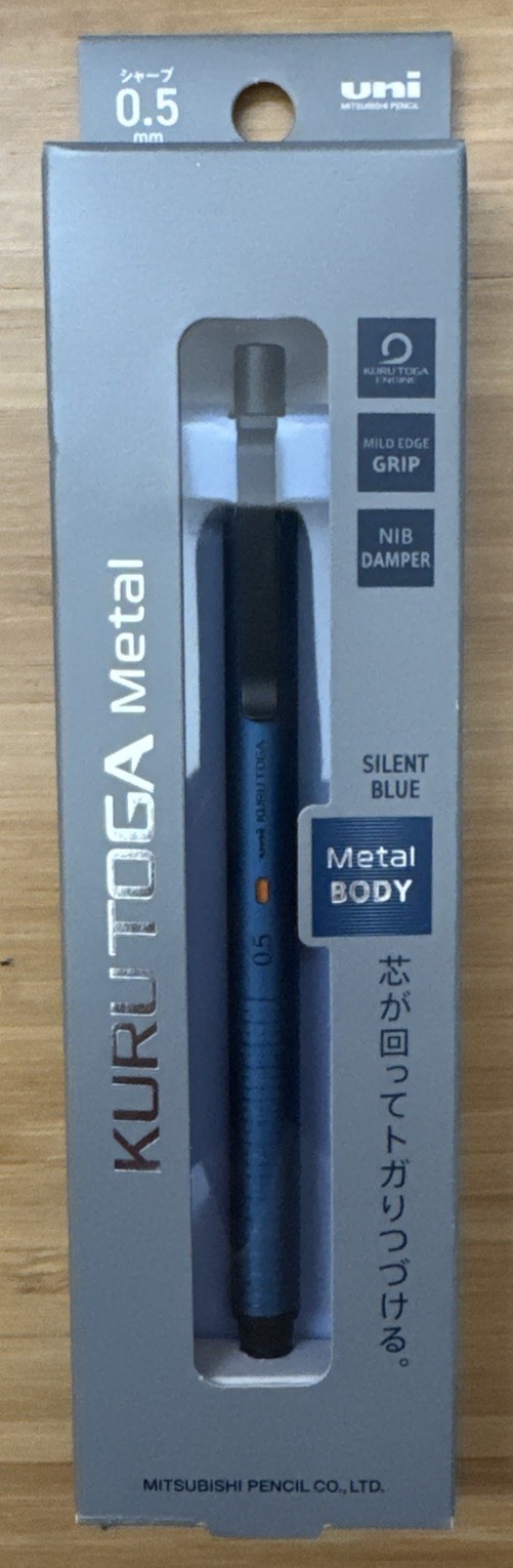 UNI KURU TOGA METAL 0.5mm Mechanical Pencil Silent Blue Made In Japan M5-KH1P