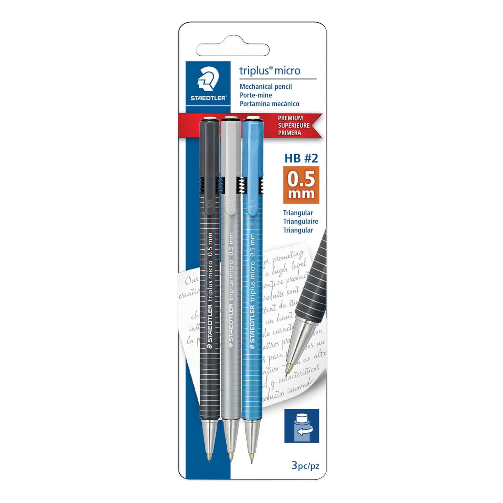 STAEDTLER triplus Micro 0.5mm Mechanical 1 Count (Pack of 3), Multicolor