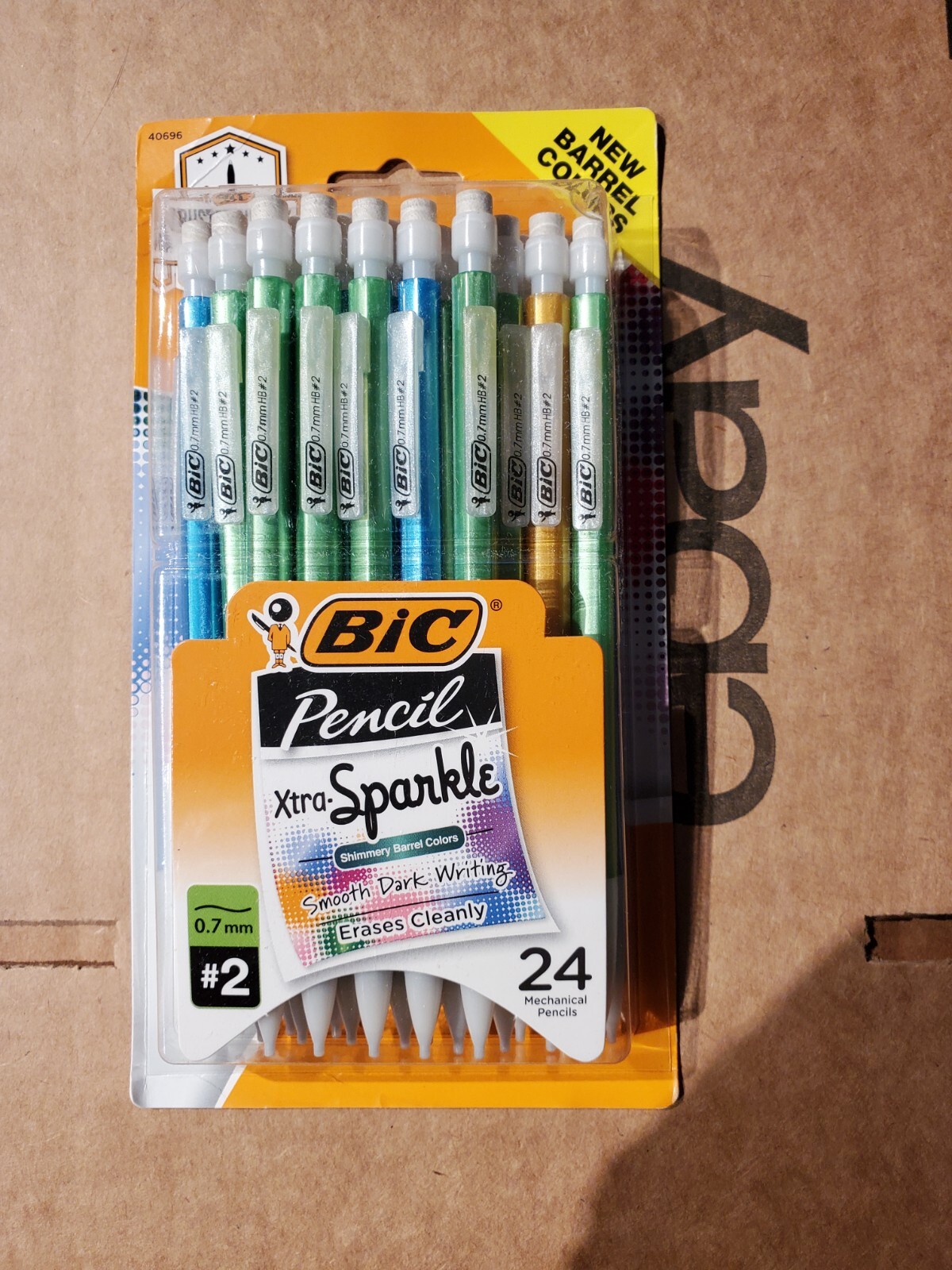 BIC Xtra-Sparkle Number 2 Mechanical Pencils With Erasers,Medium Point0.7mm,24Pc