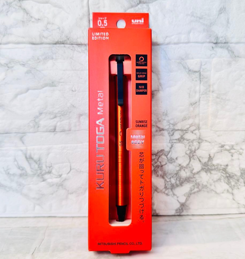 Uni Kurutoga Metal 0.5mm Mechanical Pencil – Sunrise Orange Limited Edition New