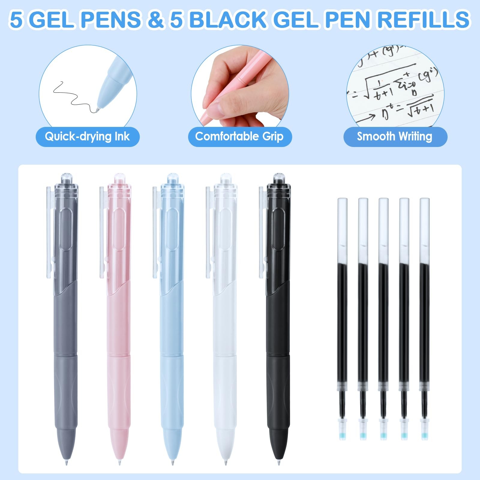 54 PCS Aesthetic School Supplies Mechanical Pencils Gel Pens Markers Case Kit