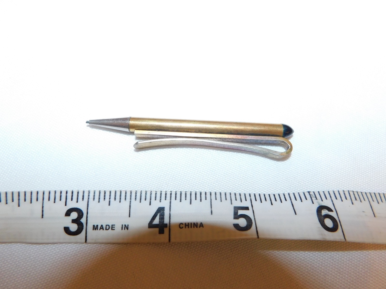 Vintage Mini Mechanical Pencil Gold Tone Tie Clip 2.75″ Long Pre-owned