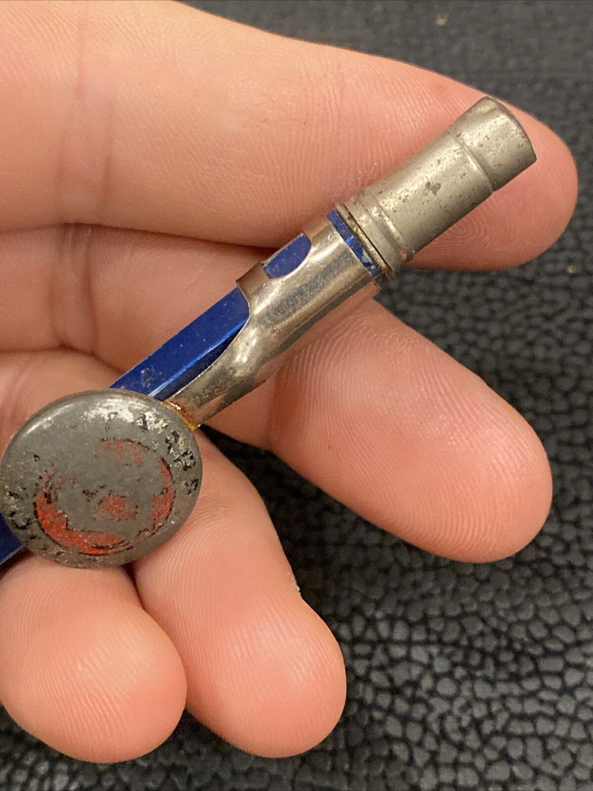 VTG 1930’s SCRIPTO 4-47 Blue STARRETT TOOLS Advertising Button Mechanical Pencil