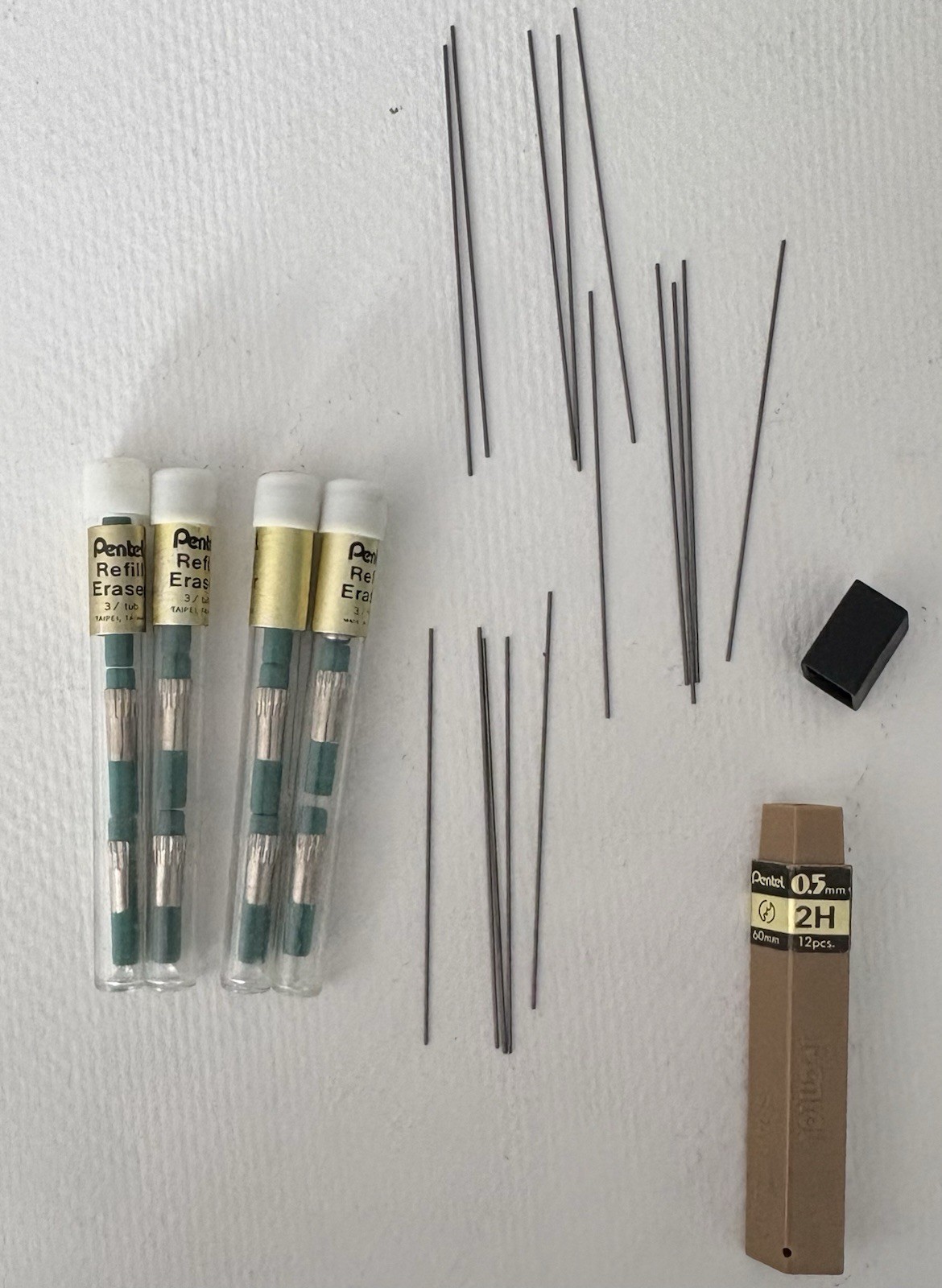 Original Pentel Erasers (qty 4) and .05 Lead (qty 15) for Mechanical Pencil0.5