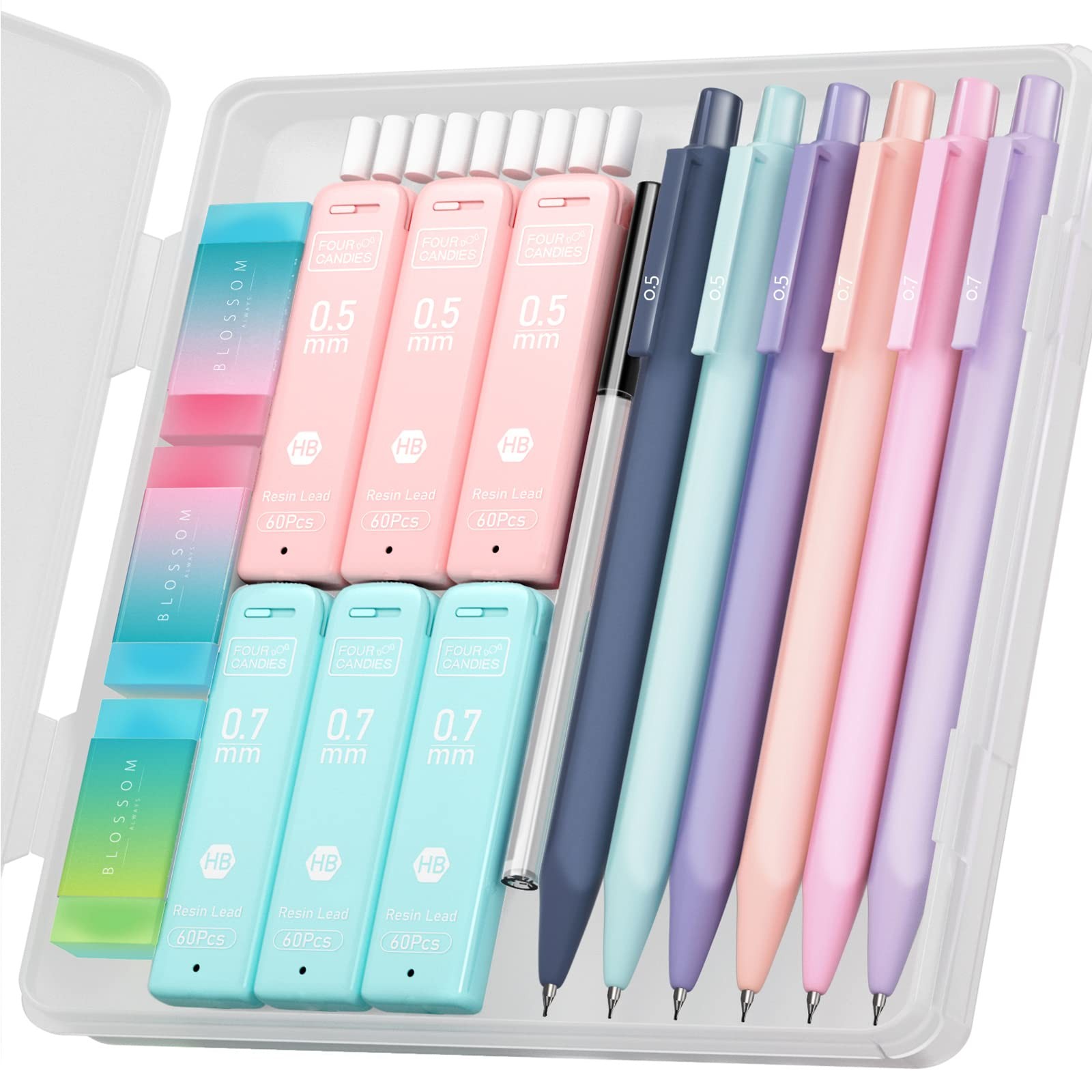 Cute Mechanical Pencil Set, 6PCS Pastel Mechanical Pencils 0.5 & 0.7mm with 3…