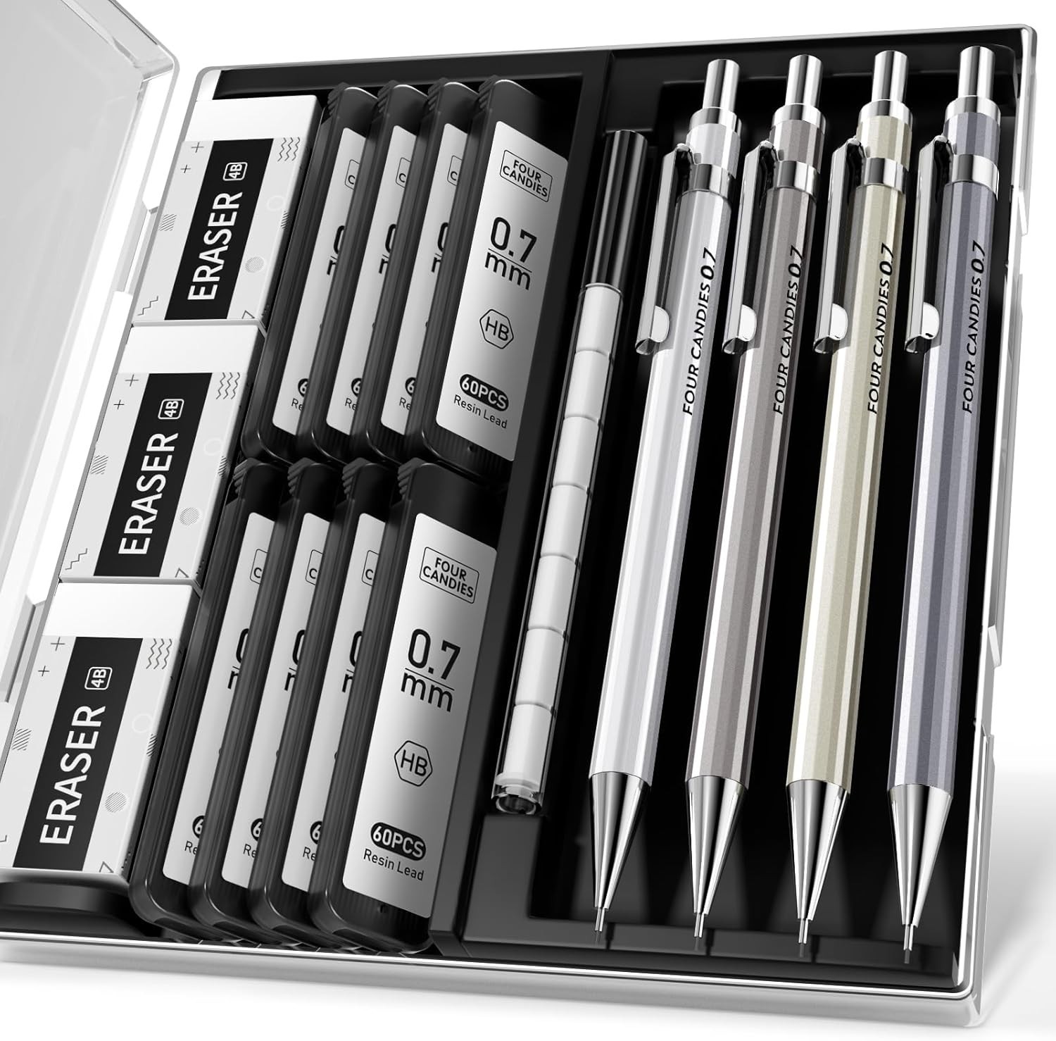 0.7mm Mechanical Pencil Set with Leads & Erasers – Perfect for All Ages
