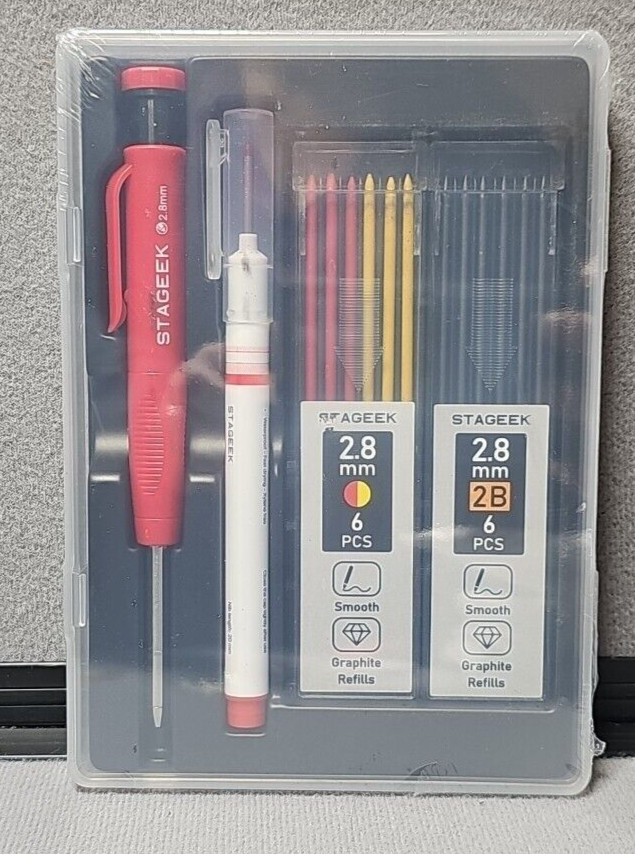 STAGEEK Carpenter Pencils Set with Sharpener, Heavy Duty Woodworking Tools