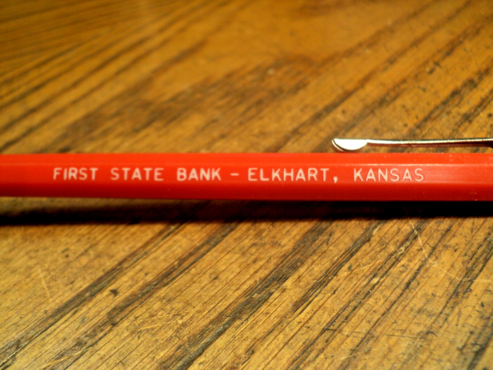 Vintage Durolite Mechanical Pencil First State Bank Elkhart KA 5-5/8″ Long USA