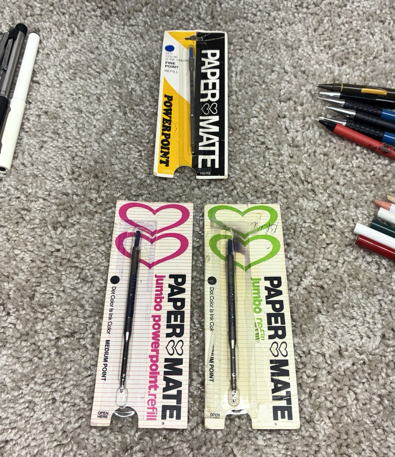 VINTAGE LOT Pentel A3DX Pens Mechanical Pencils Paper Mate Double Heart Refill