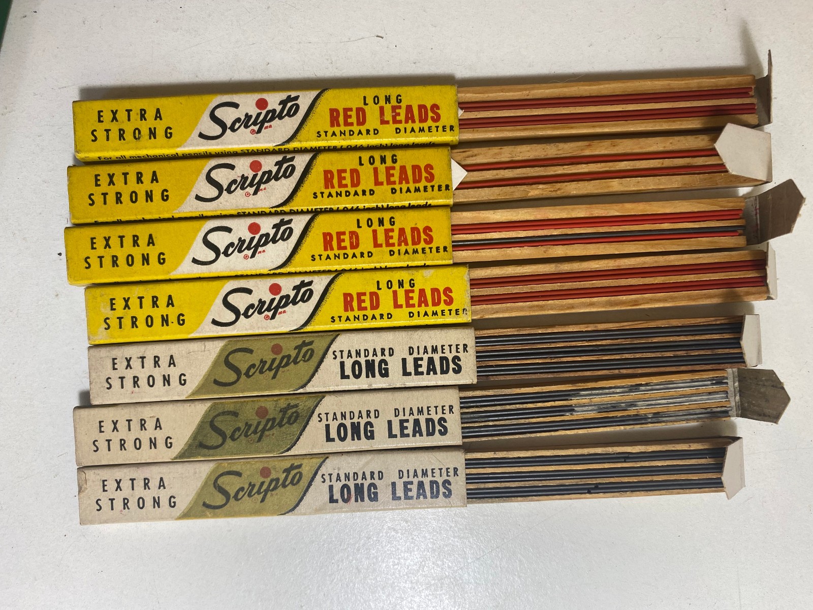 Vintage Scripto E 440 Extra Long Strong Black Leads & E 520 Red Leads Lot of 7