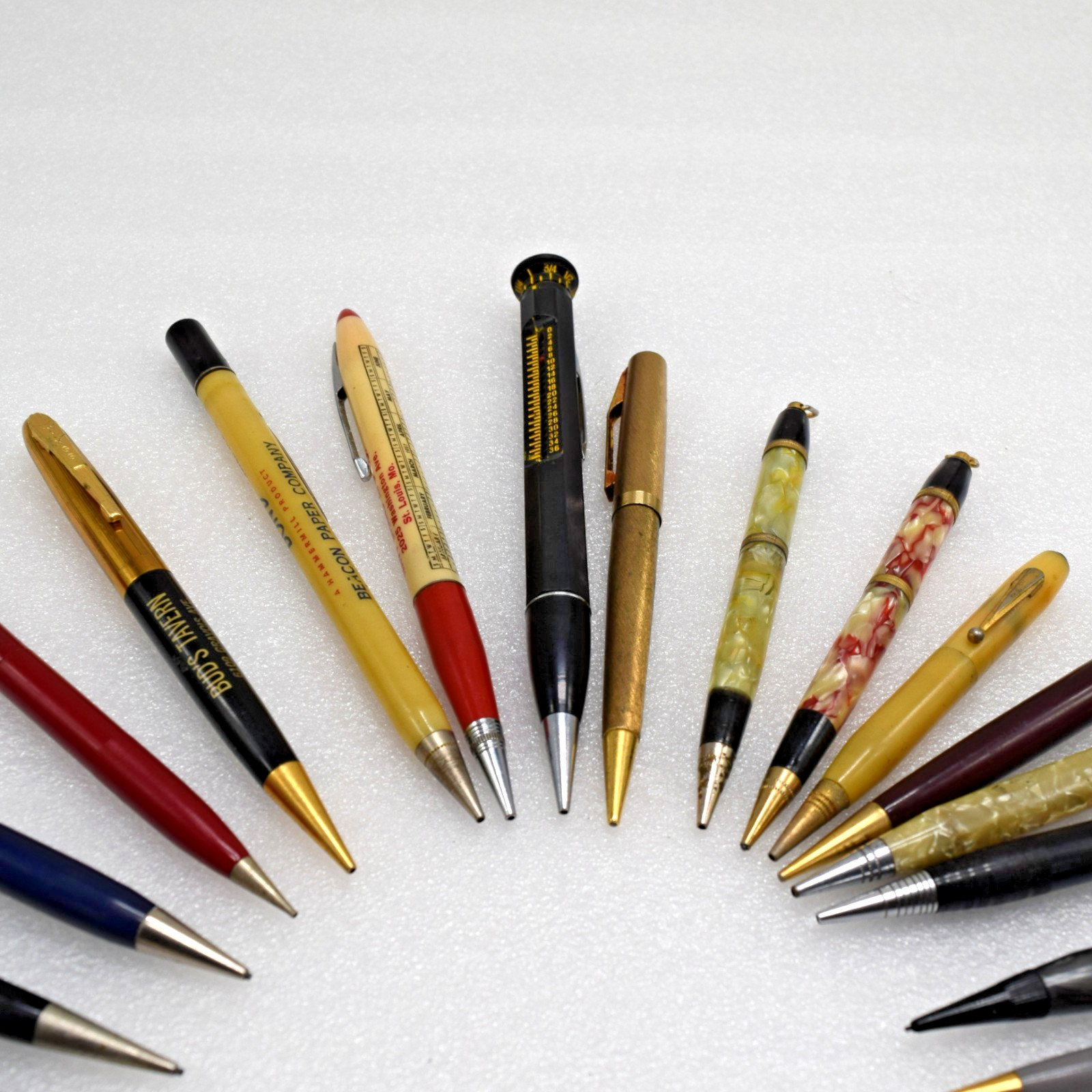 17 Vintage Mechanical Pencil Lot Ritepoint Quickpoint Fineline Pilot Roller Rule