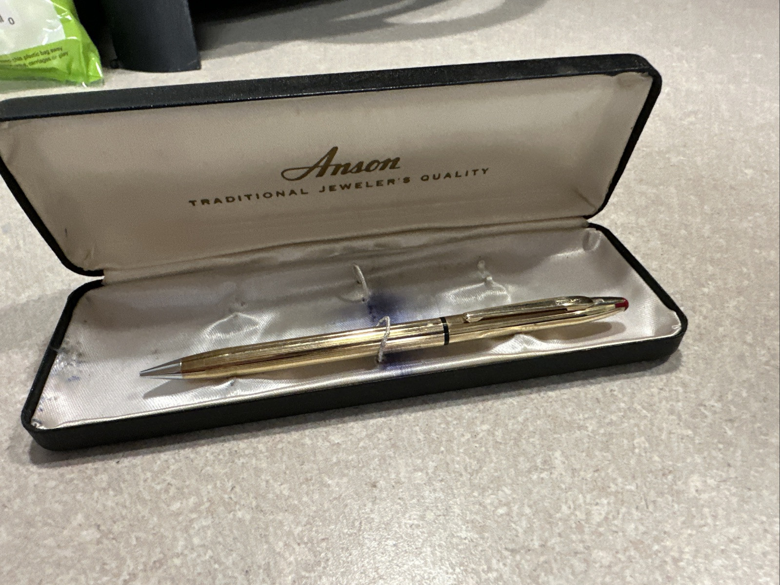 ANSON Vintage Mechanical Pencil Only, Karatclad Heavy Gold Electroplate USA, Box