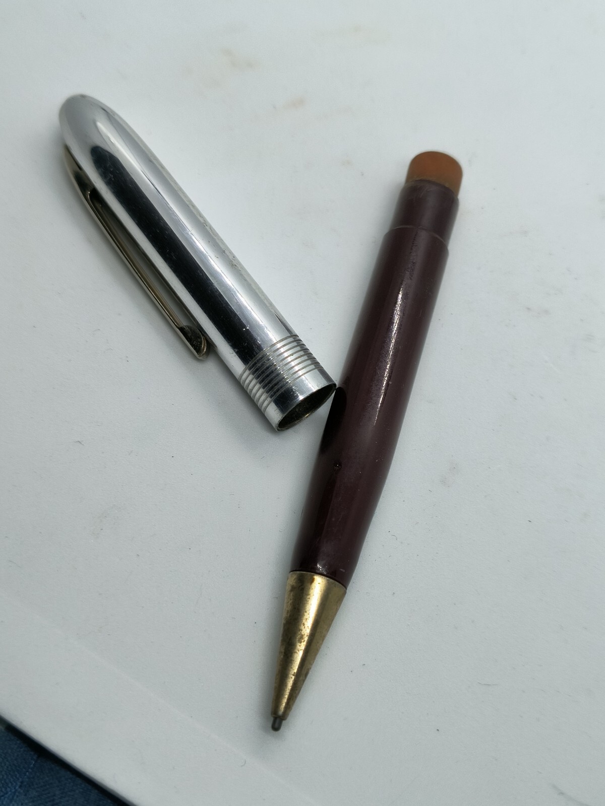 Vintage Wearever Mechanical Pencil, maroon with Chrome cap. Estate Find.