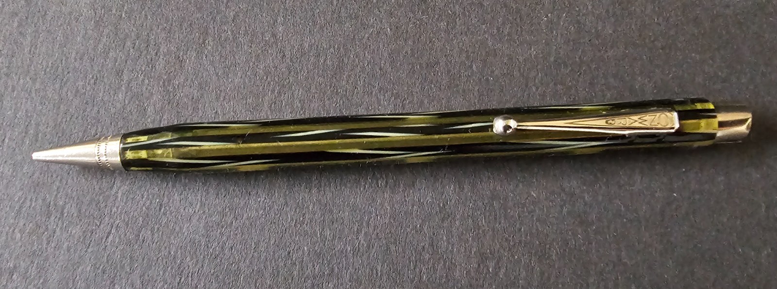 1930’s ONWARD Celluloid Mechanical Pencil Gold & Black Missing Eraser Works Well
