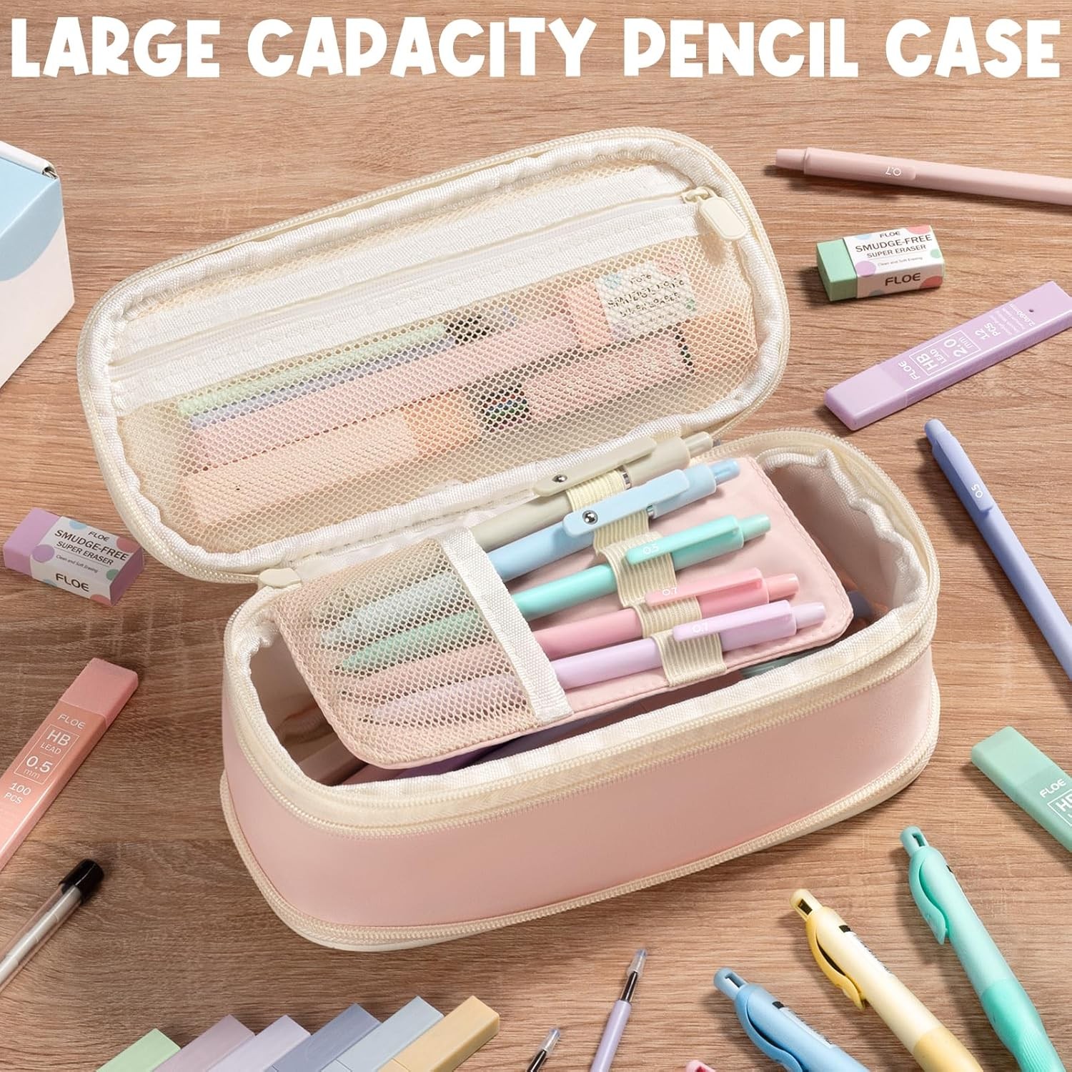 65PCS Aesthetic School Supplies with Cute Pencil 1 Count (Pack of 65), Pink