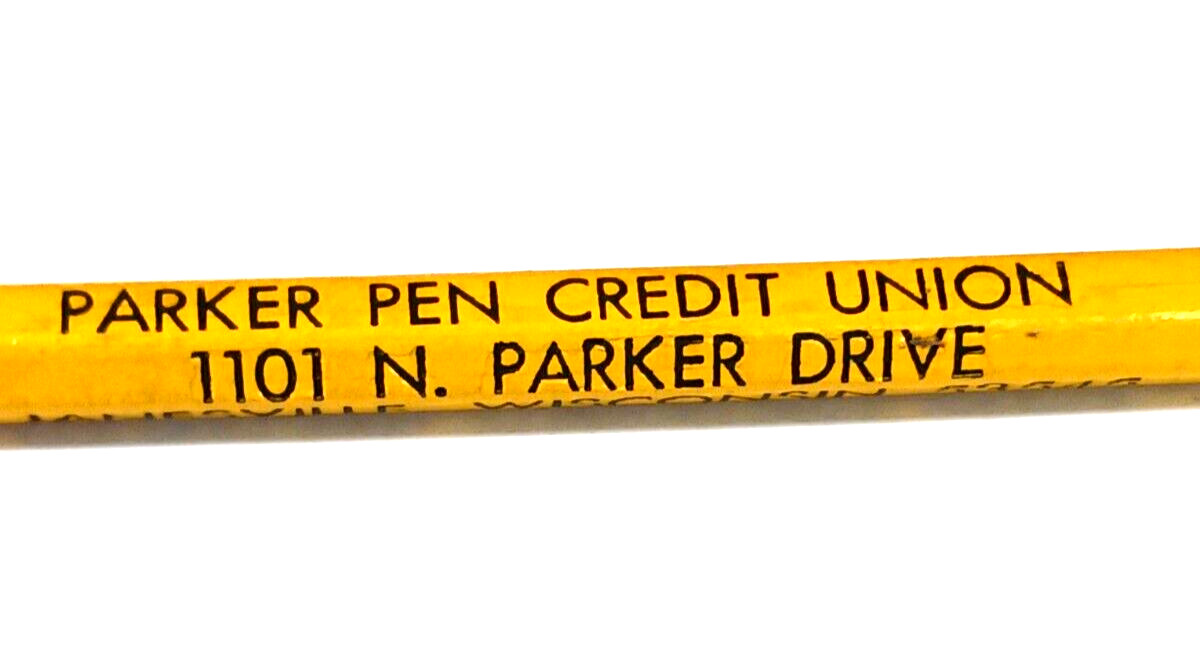 Parker Pen Credit Union Janesville WI. Parker Drive Vintage Pencil Wooden 7.5 IN