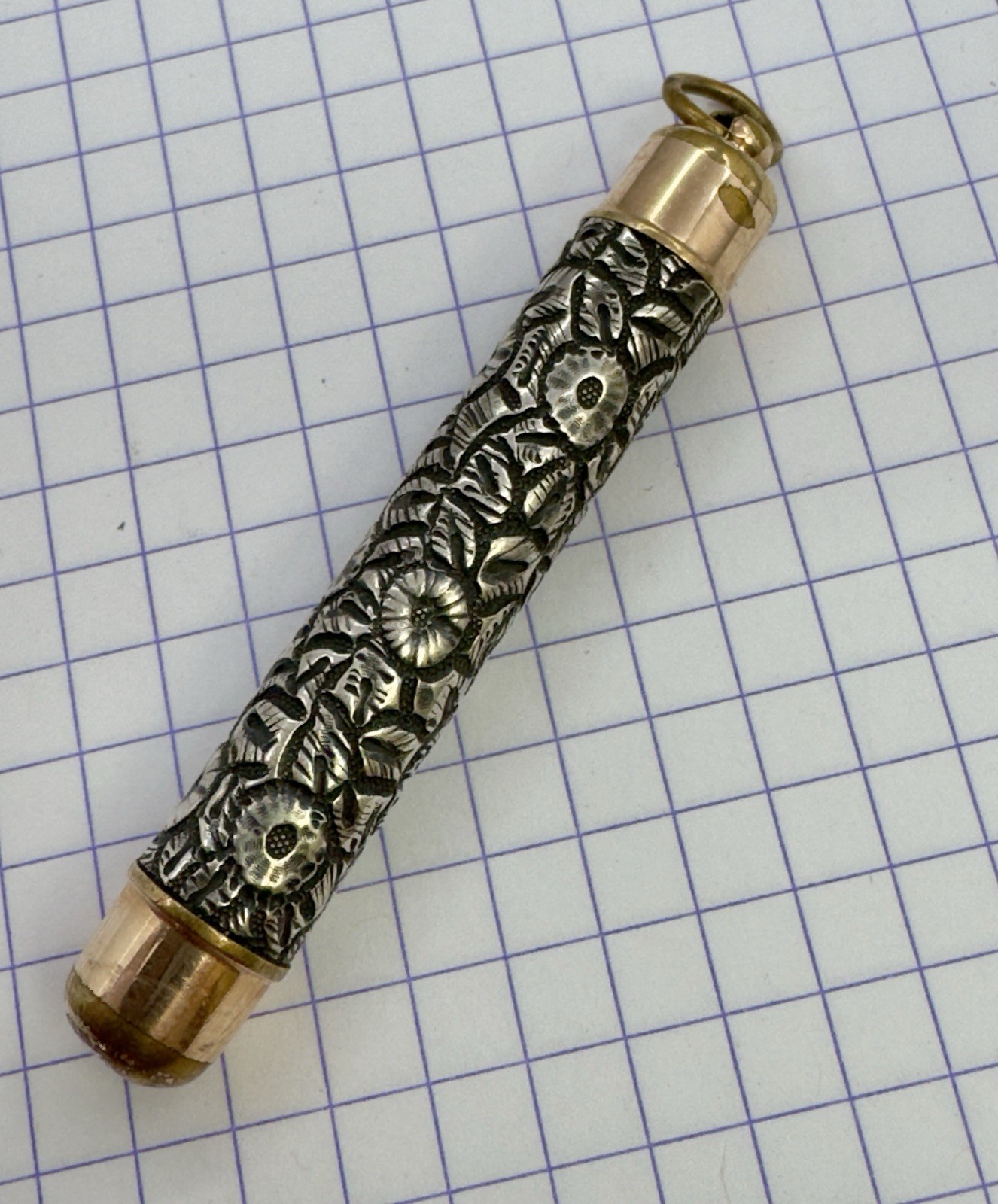Victorian Sterling Silver / Gold Filled Floral Repousse Magic Pencil
