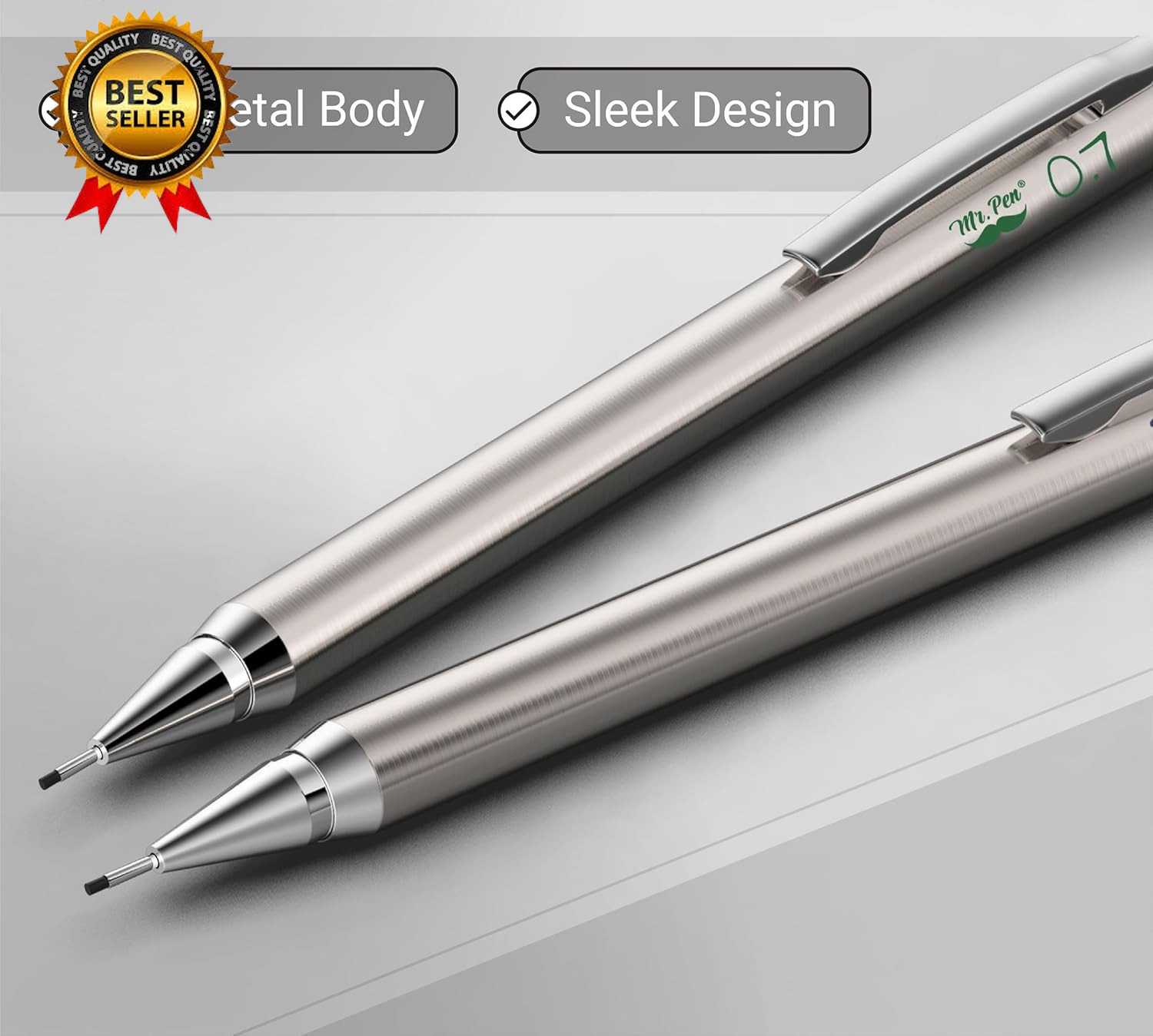Metal Mechanical Pencil Set with Lead Refills & Erasers 2 Pack 0.7Mm 4X…