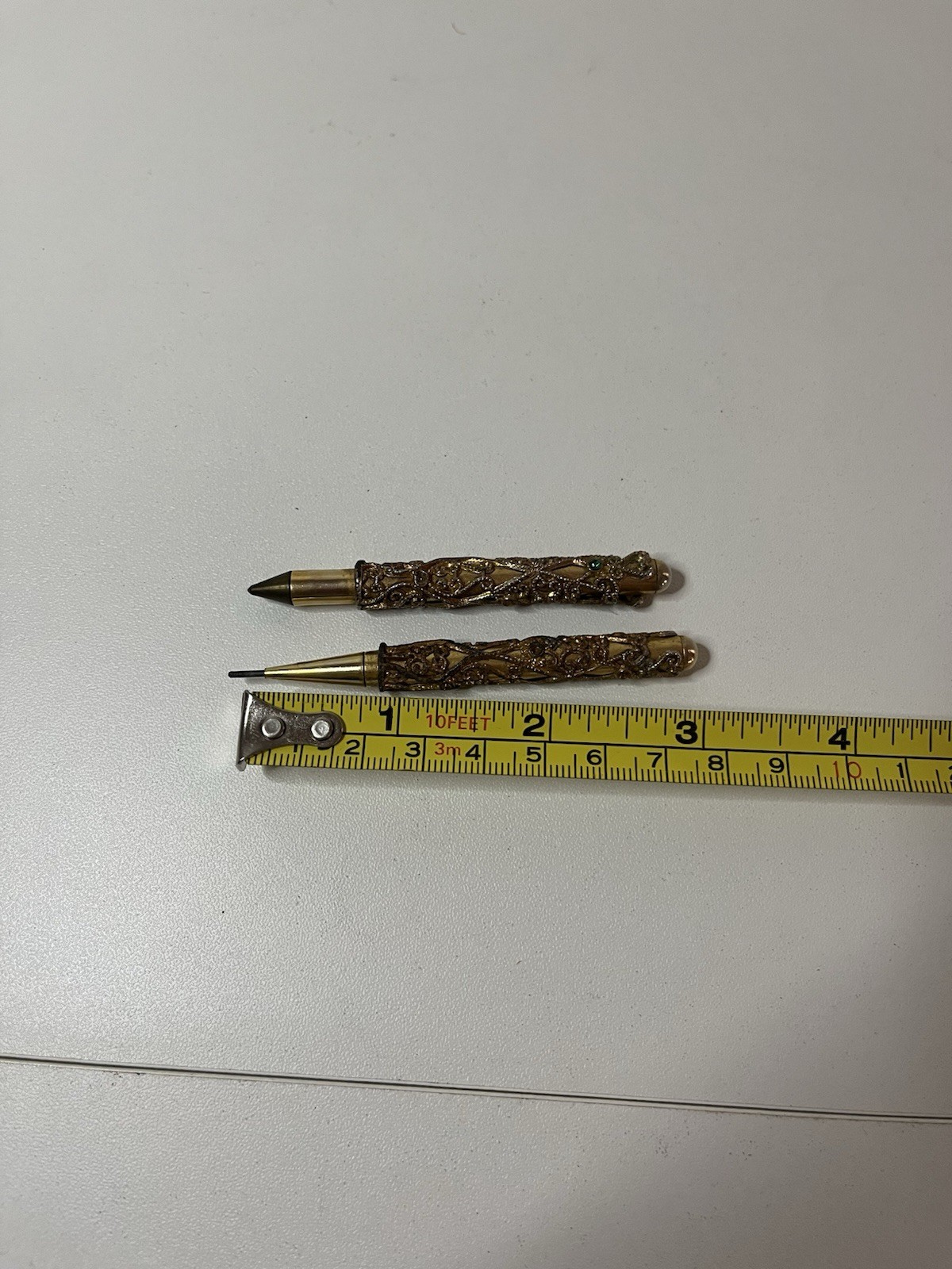 Vintage Brass Mechanical Pencils Set Twist Click 0.9mm Retractable Tip Lot of 2