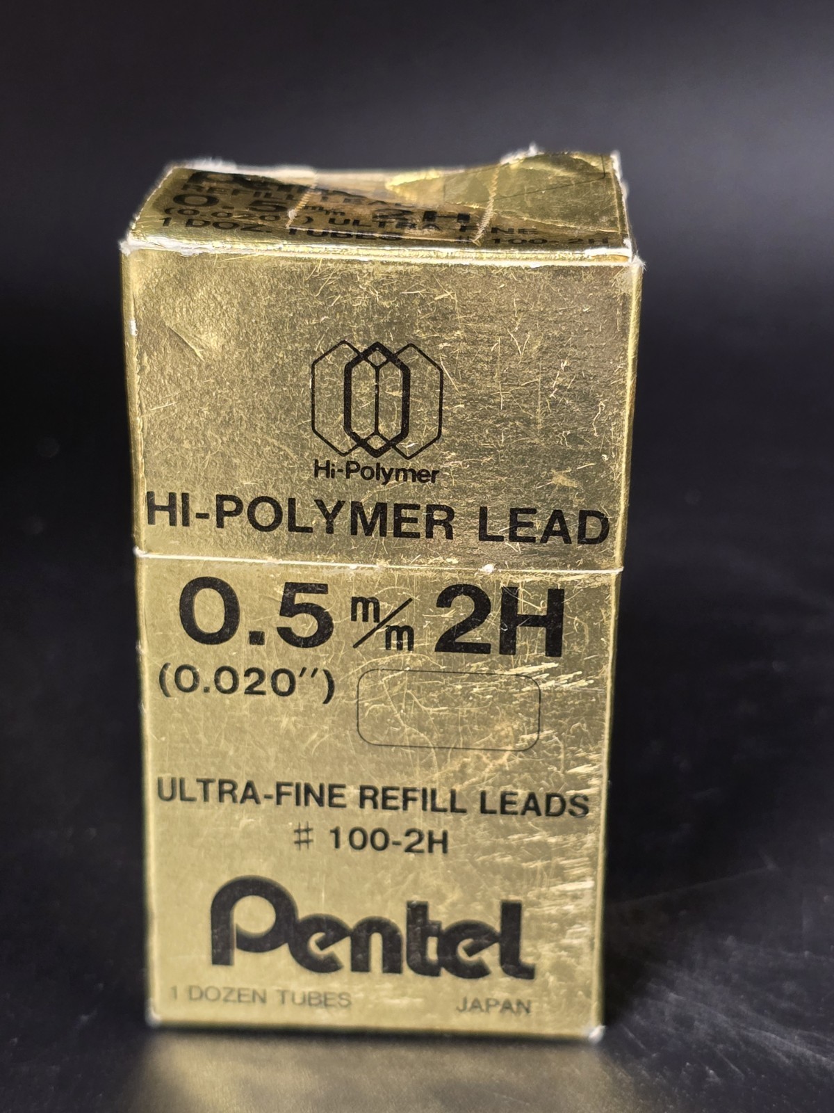 Vintage Pentel Hi-Polymer Lead 0.5mm 2H Gold Box Japan NOS