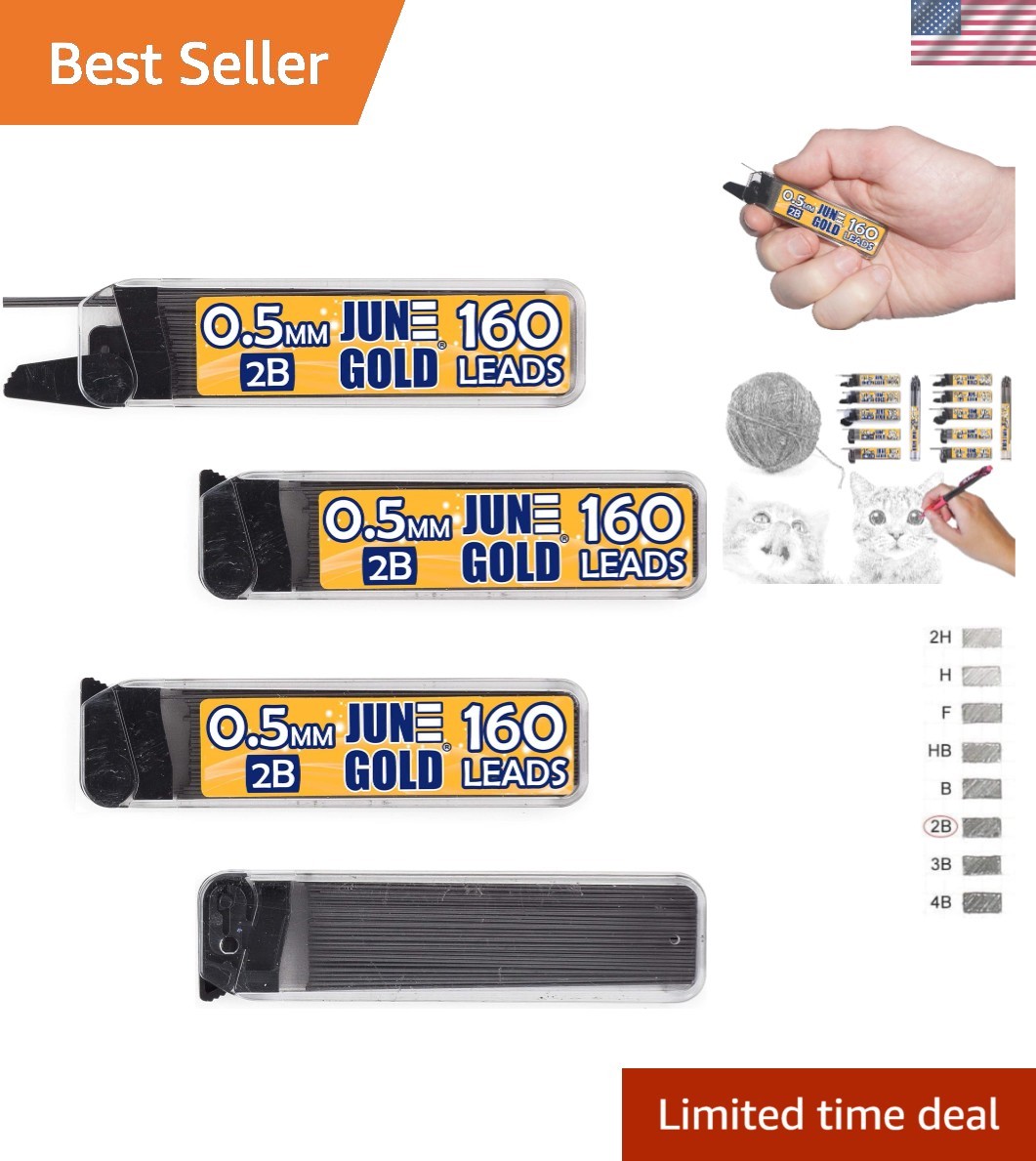 640 Count 0.5mm 2B Graphite Refill Set – Perfect for Artists & Writers