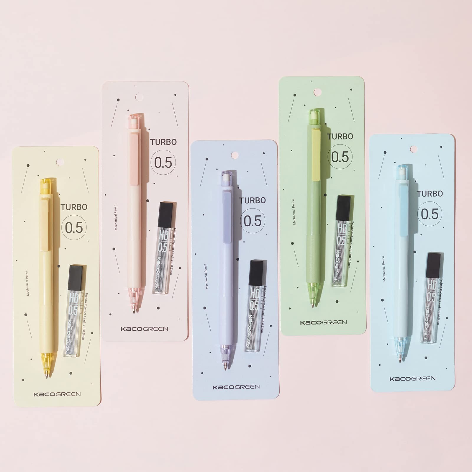 0.5mm Cute Pastel Mechanical Pencils Set With 5 Tube HB Lead Refills 5 PCS