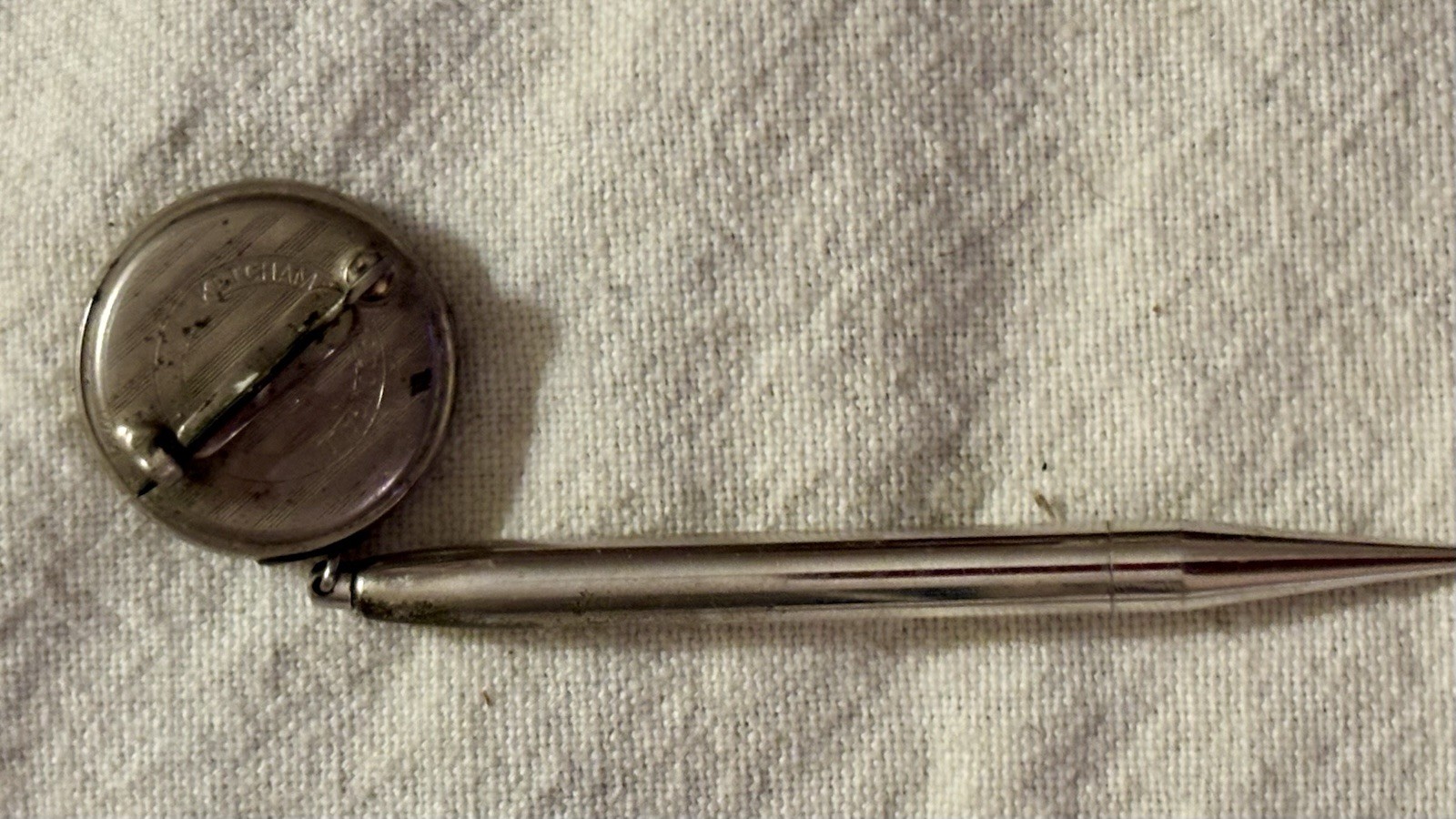 Vintage Ketcham +McDougall Stainless Steel Retractable Pen, Key chain