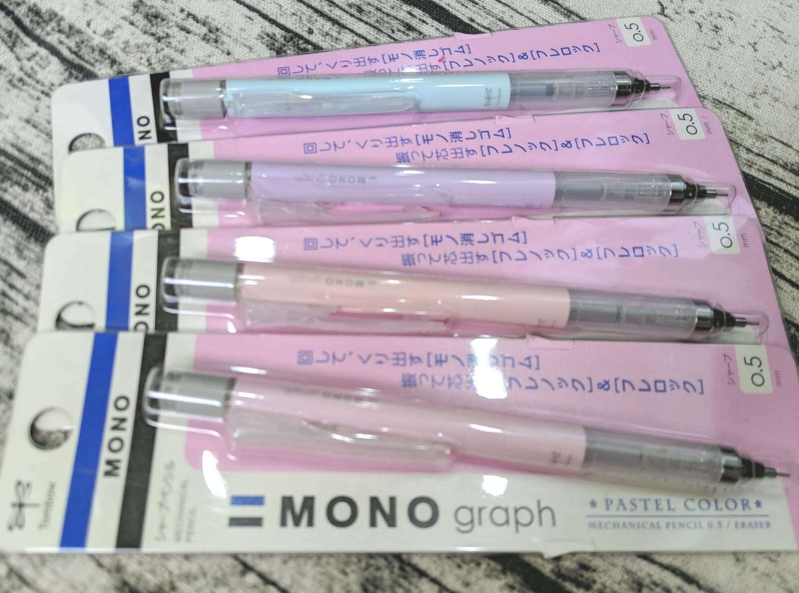 4x Mono Tombow Shaker Mechanical Pencils Milky Pastel Purple Pink Blue Color 0.5