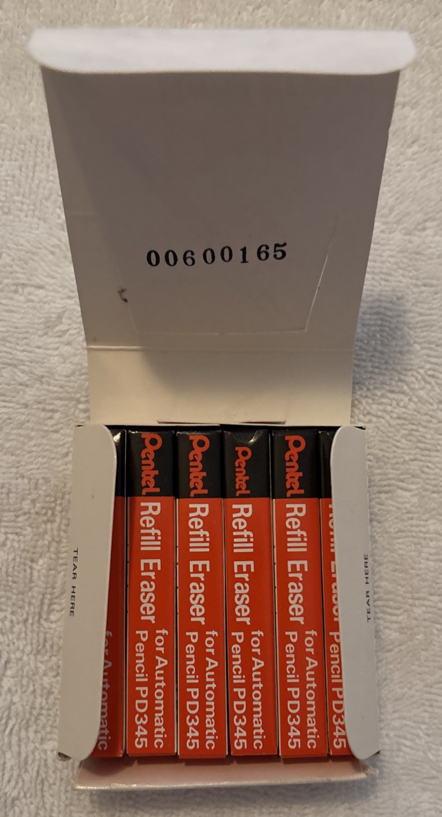 Pentel PD345 Auto Pencil Refill Eraser-12 boxes-5 Eraser/1 Refill Holder Per Box