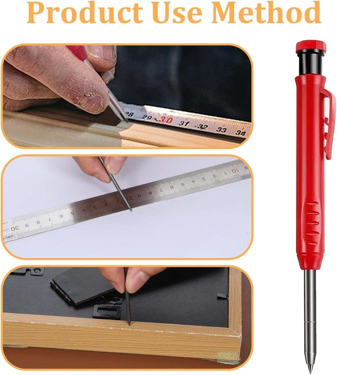 30 Pieces 2.8 Mm Pencil Lead Mechanical Carpenter Pencil Pica Dry Pencil Black