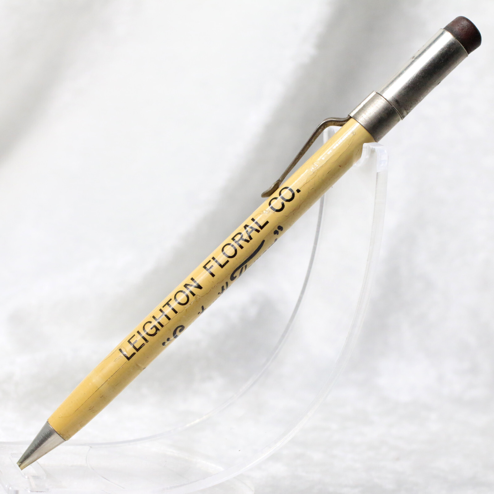 VTG 1930s REDIPOINT Spoon Clip SAY IT WITH FLOWERS Advertising Mechanical Pencil
