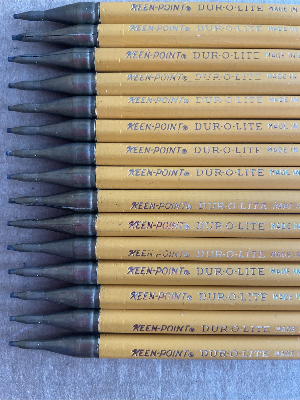 MCM Mechanical Pencil Set Of 15 Dur-O-Lite Keen-Point Yellow Brass USA Made
