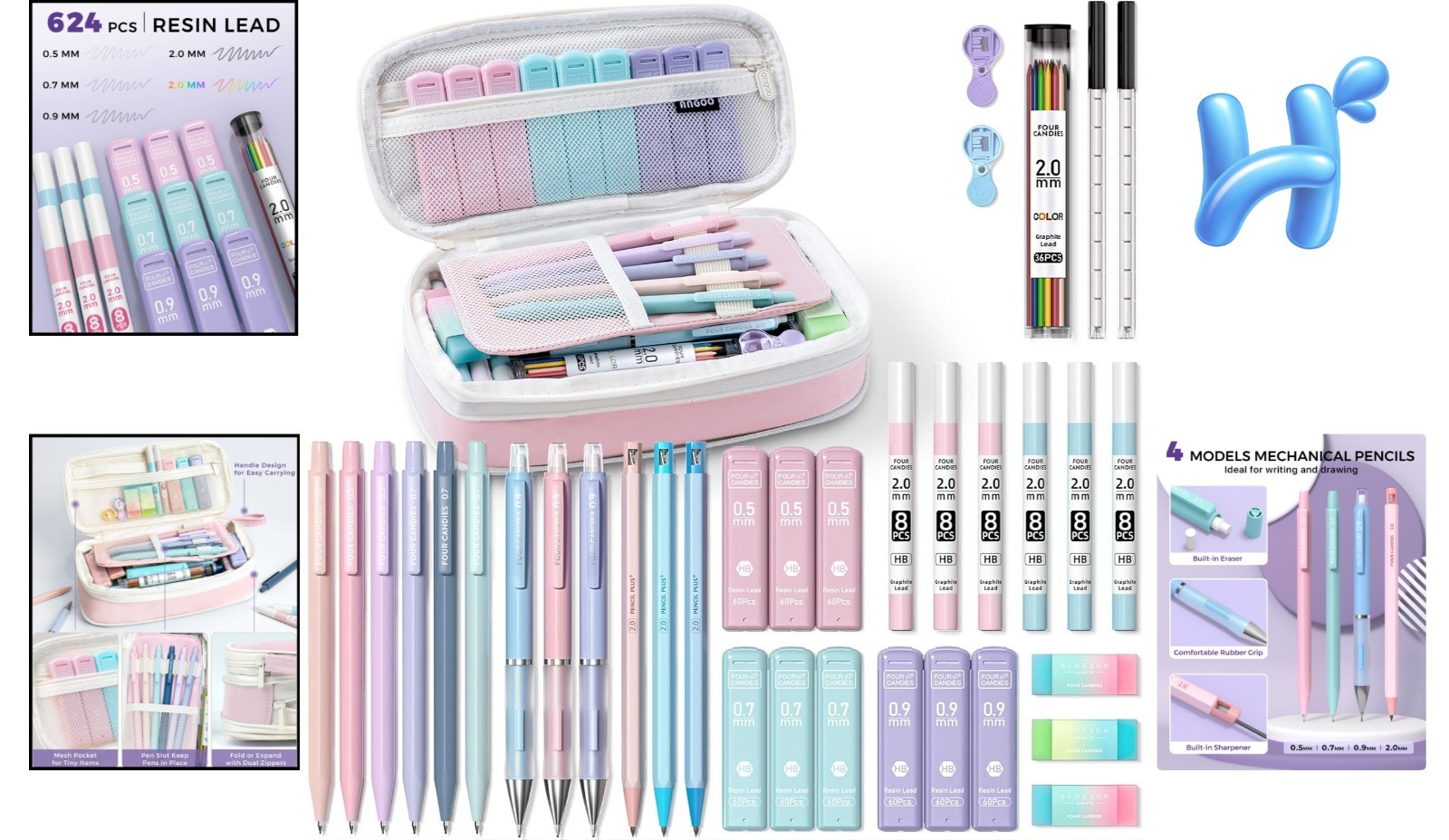 All-in-One 36PCS Mechanical Pencil Set with Versatile Lead Sizes & Accessories