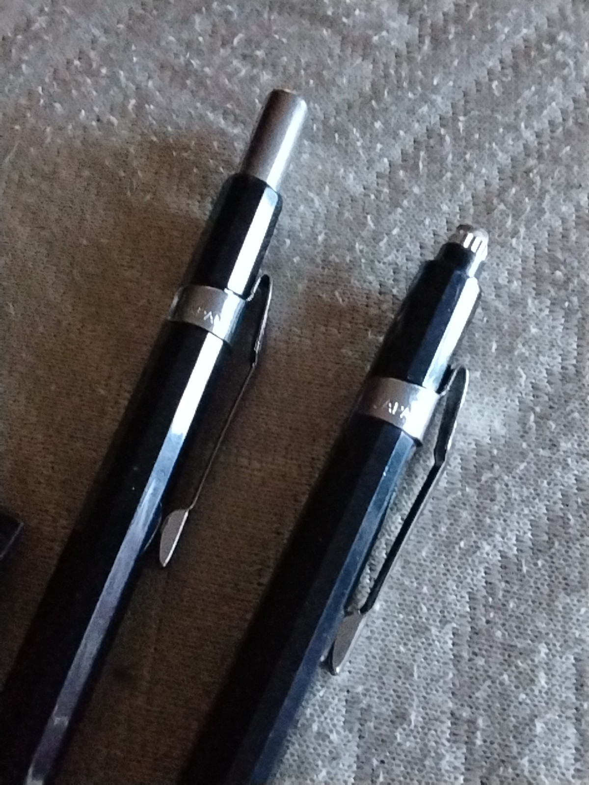 (2) Vtg Pentel MECHANICAL PENCILS P205 Black 0.5mm Body Pocket Clip Japan