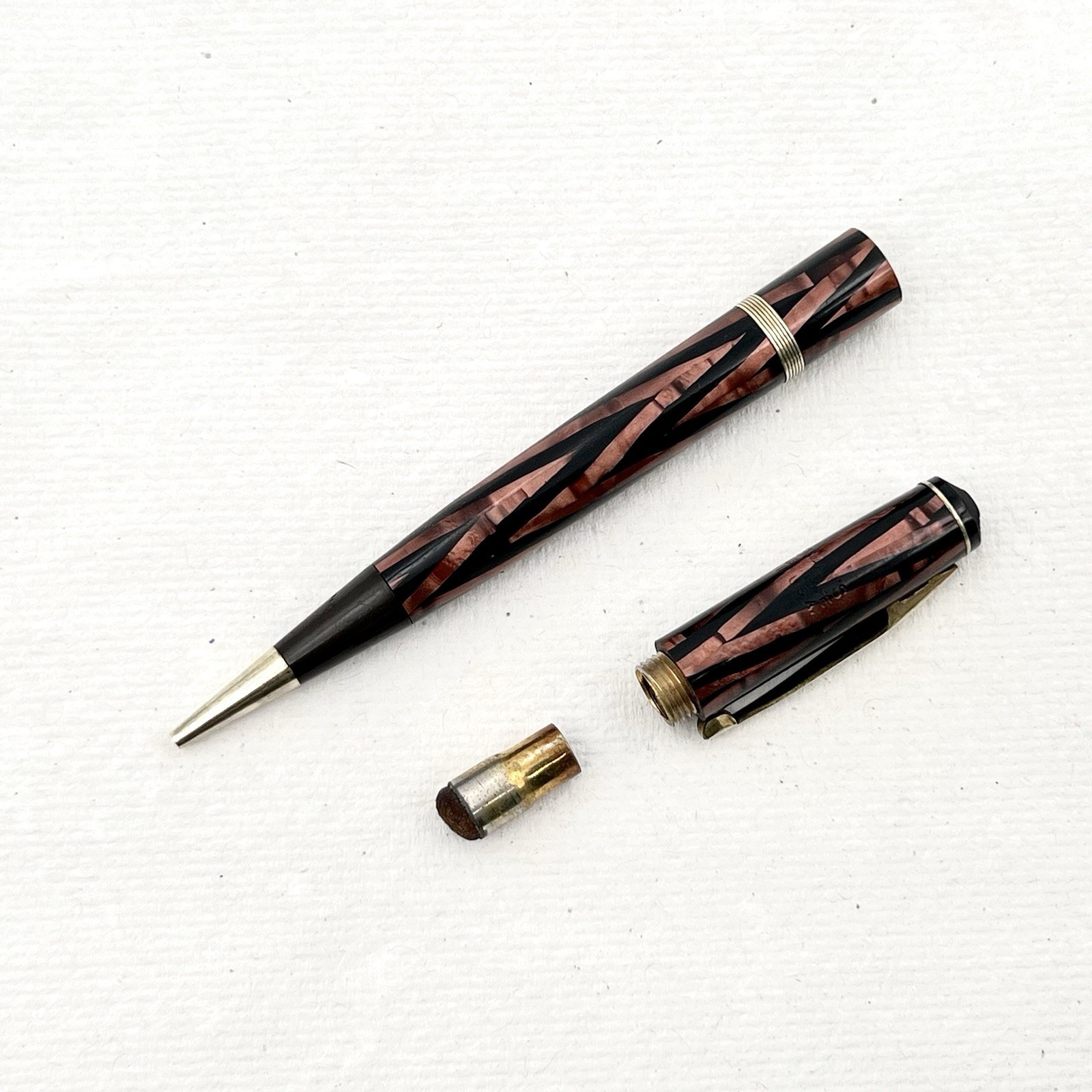 Waterman Copper Ray Celluloid Mechanical Pencil 5-1/8″ 1.1mm – Works