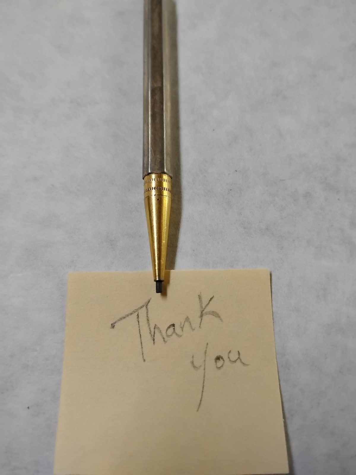 Vintage mini mechanical pencil / Gold color metal-works, Missing Clip #H5