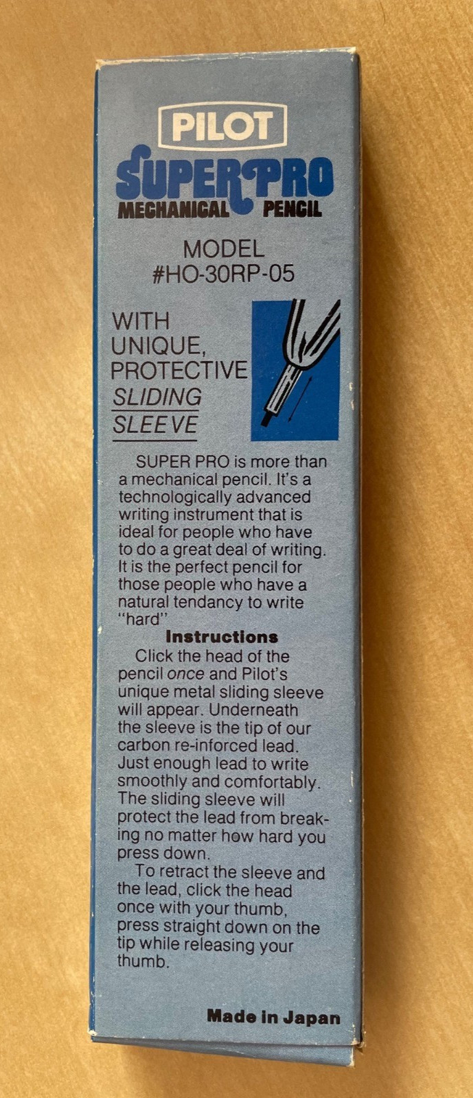 Vintage Pilot HO-30RP-05 Superpro Drafting Pencil Sliding Sleeve Japan Clear