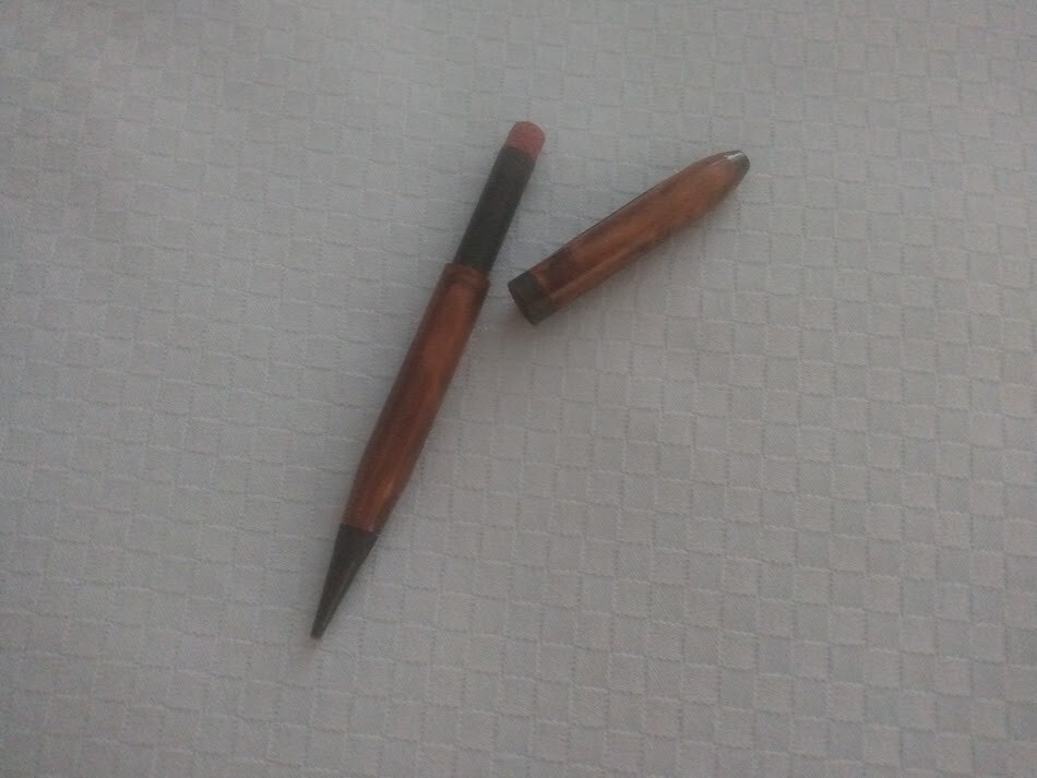 Vintage Marbelized Brown Mechanical Pencil with Eraser / 5″ Long w/ Pocket Clip