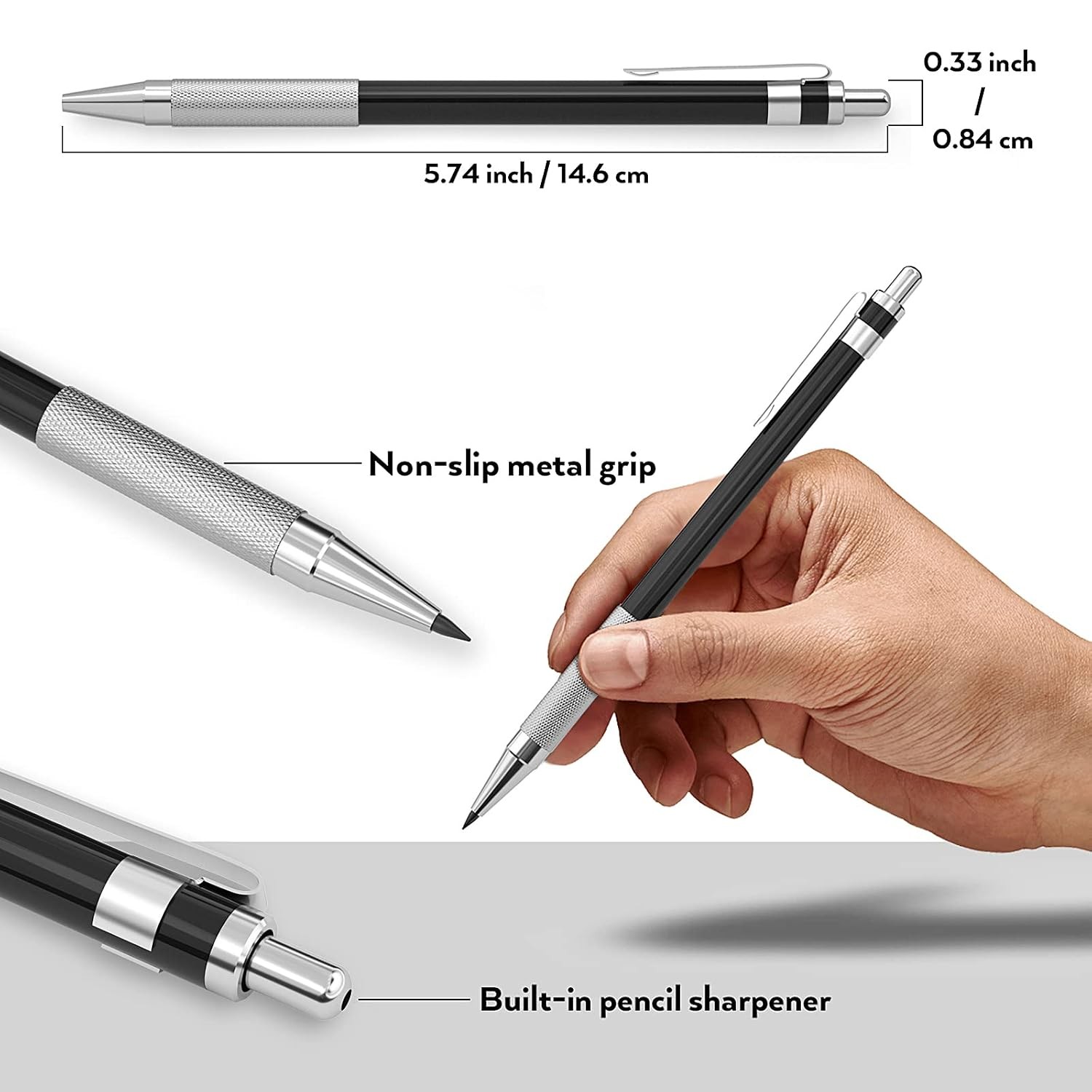 Nicpro 17PCS Metal 2mm Mechanical Pencil Set in Leather Case, 5 PCS 2.0 mm Lead