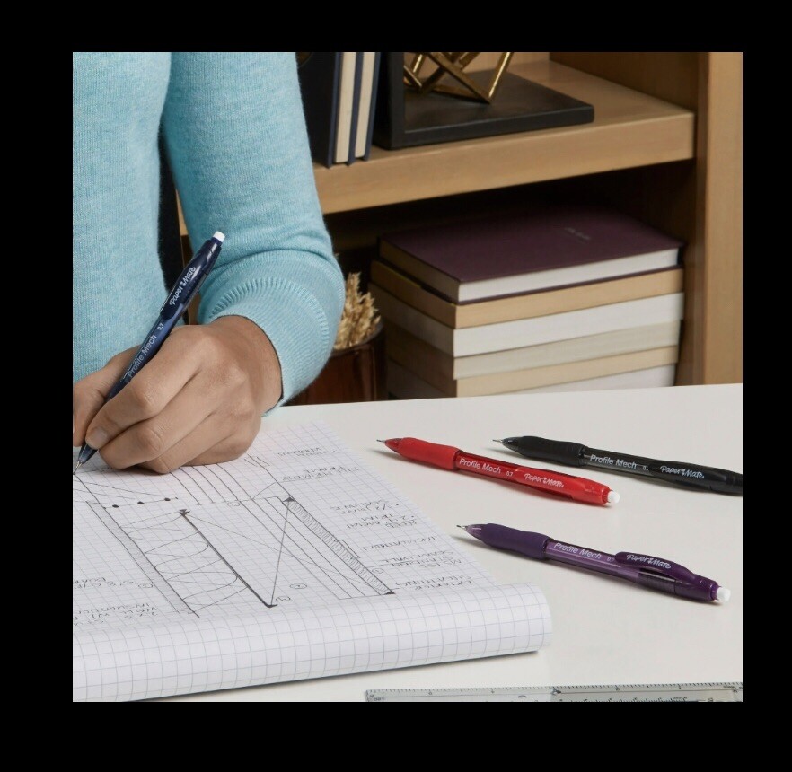 Mechanical Pencils 10pc Set: 4 Pencils,Lead Refills,Erasers(Paper Mate 0.7mm)