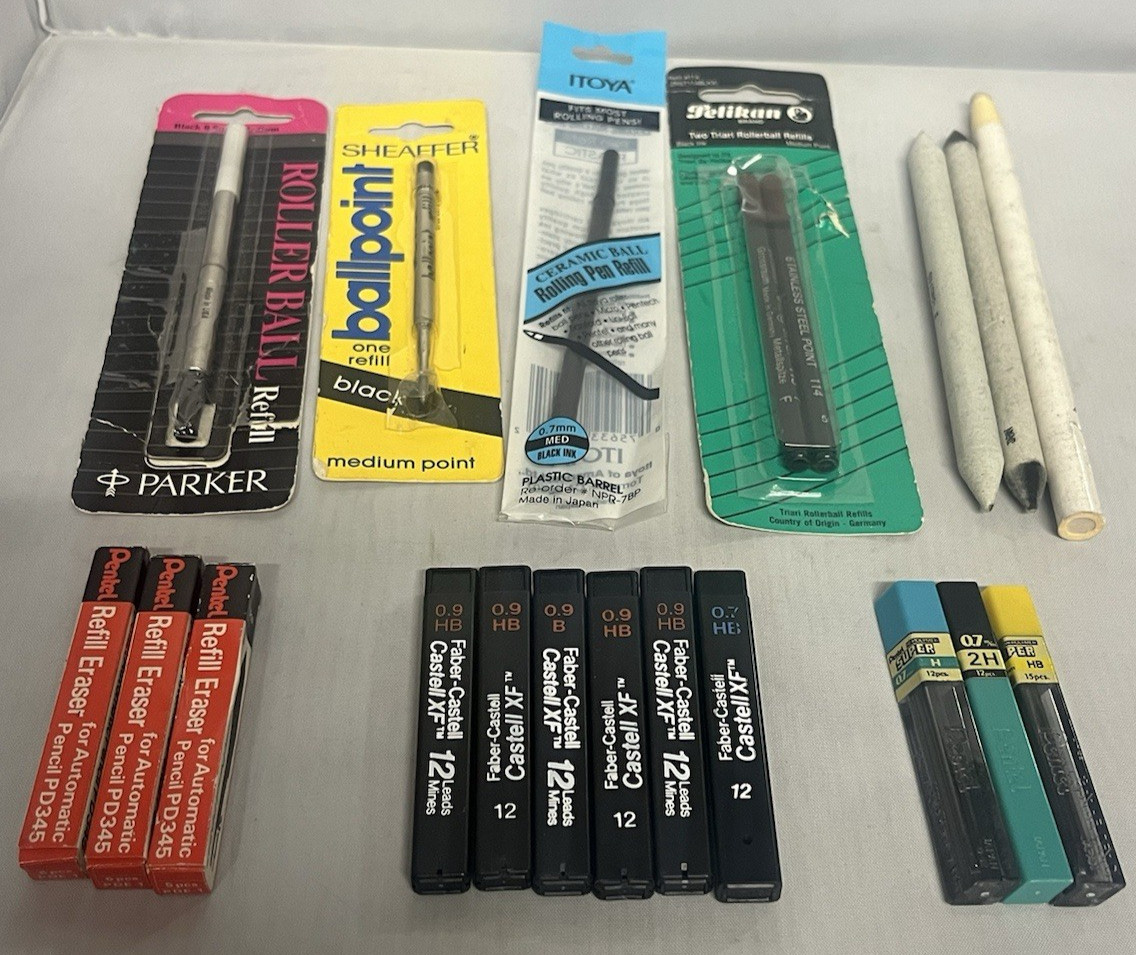 Lot Of Art Supplies; Lead, Eraser, & Pen Refills, Kneaded Eraser, Shading Pencil