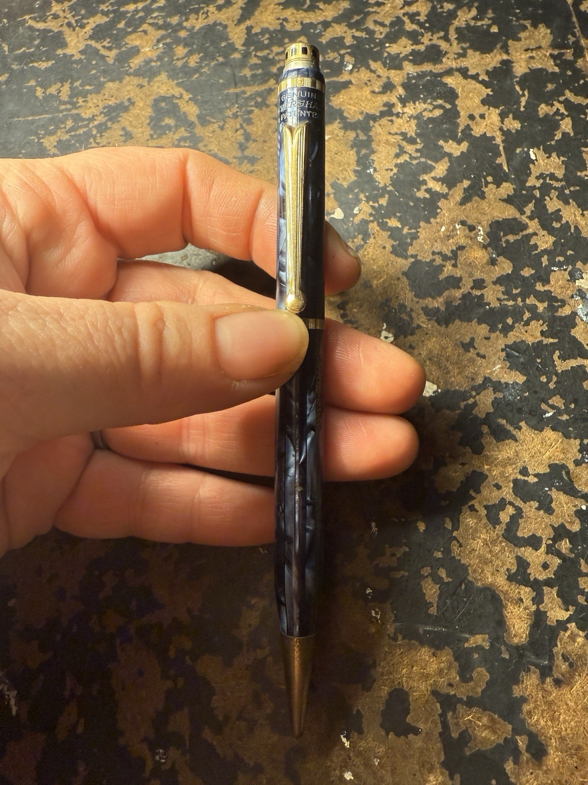vintage wahl eversharp push Top Gold Blue Black Pearl Mechanical pencil READ