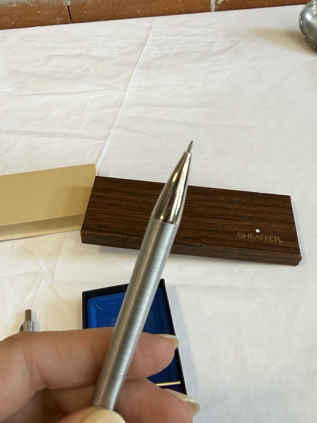Sheaffer Vintage White Dot Silver Ballpoint Pen & Mechanical Pencil Set