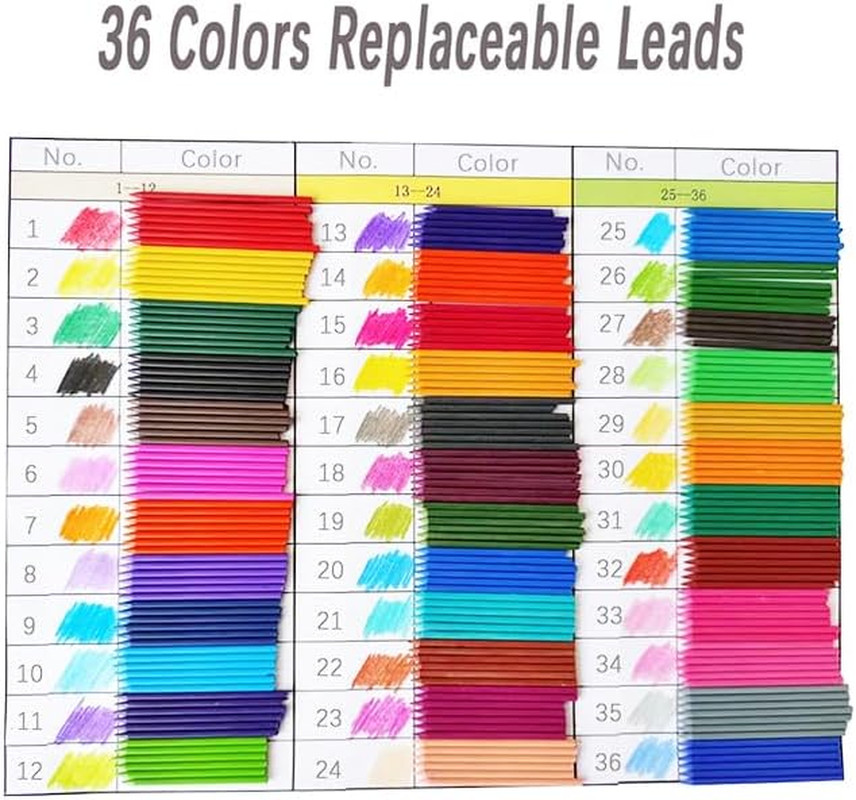 36-Pack 90 Mm 2.0Mm Mechanical Pencil Lead Refills in Assorted Colours/Black/Blu