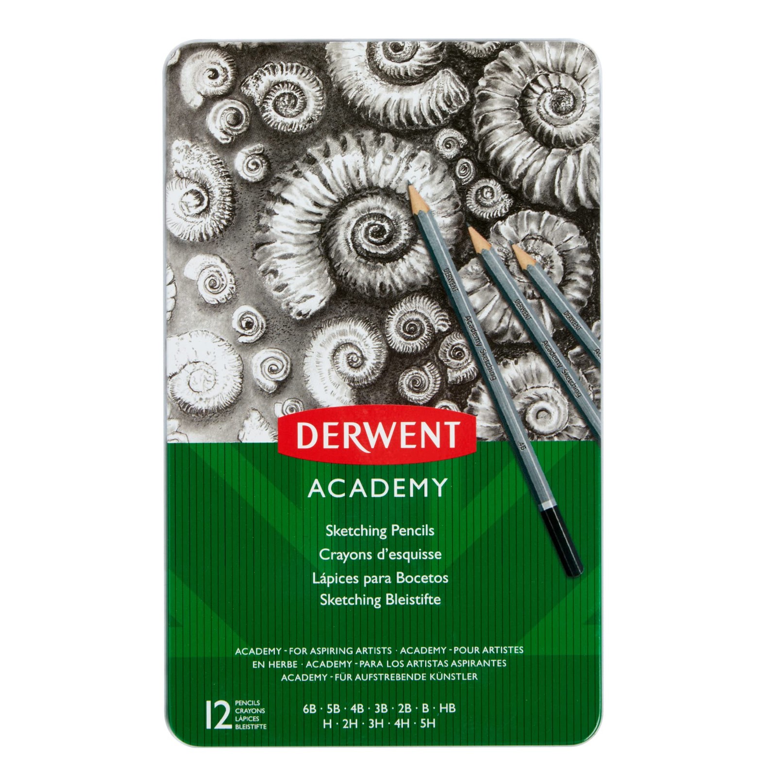 Derwent Academy Sketching Pencils, 6 6 Count (Pack of 1), Multicoloured