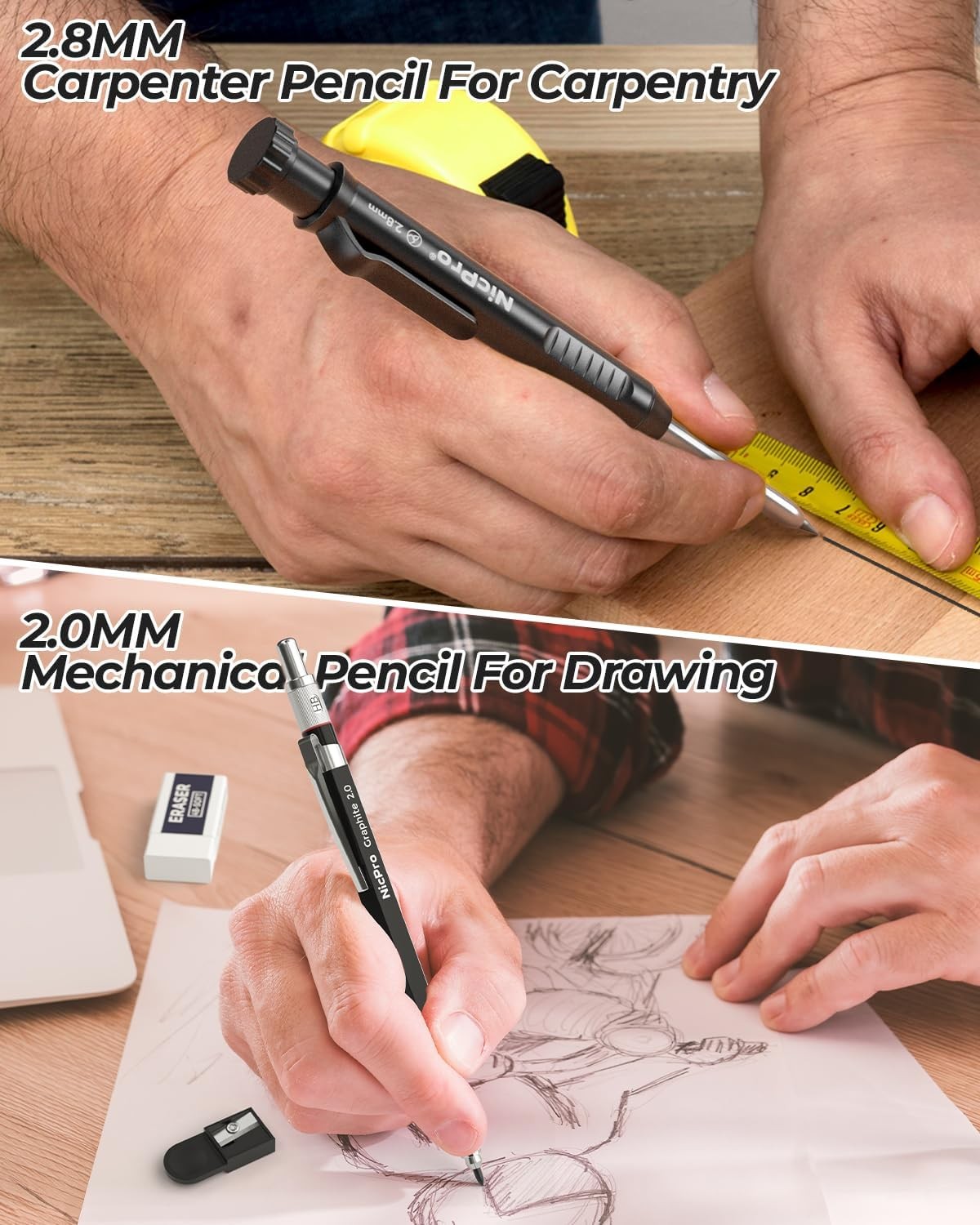 Nicpro 27 Pack Carpenter Pencils for Woodworking, 27 Pack, Multicolor