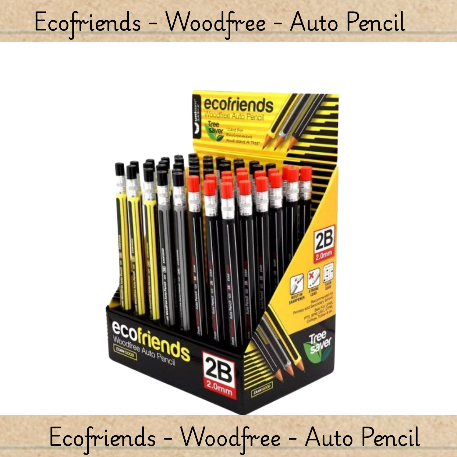 2 Sets (Black + Random) Unicorn Stationery Exam Eco-Friendly Auto Pencil 2.0mm