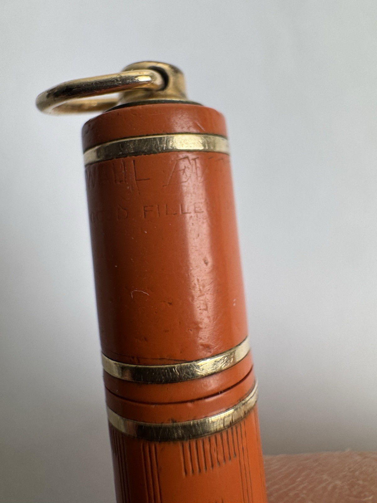 1920’s Wahl Eversharp Orange Mechanical Pencil Gold Filled USA Made Orange