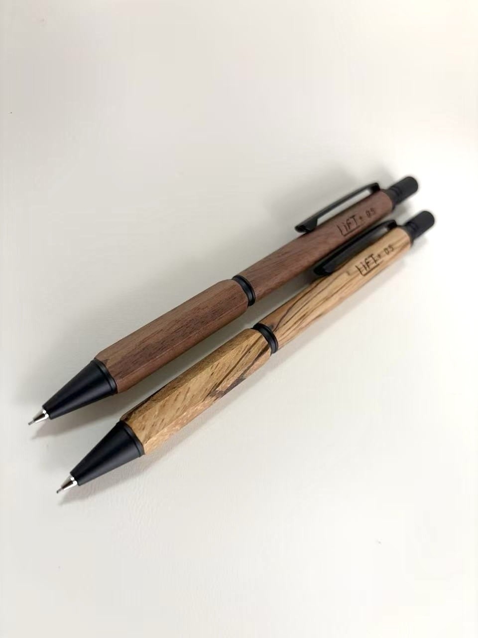 Kitera LIFT+ Wood Mechanical Pencil 0.5mm Set Walnut & Zebrawood Japan Design